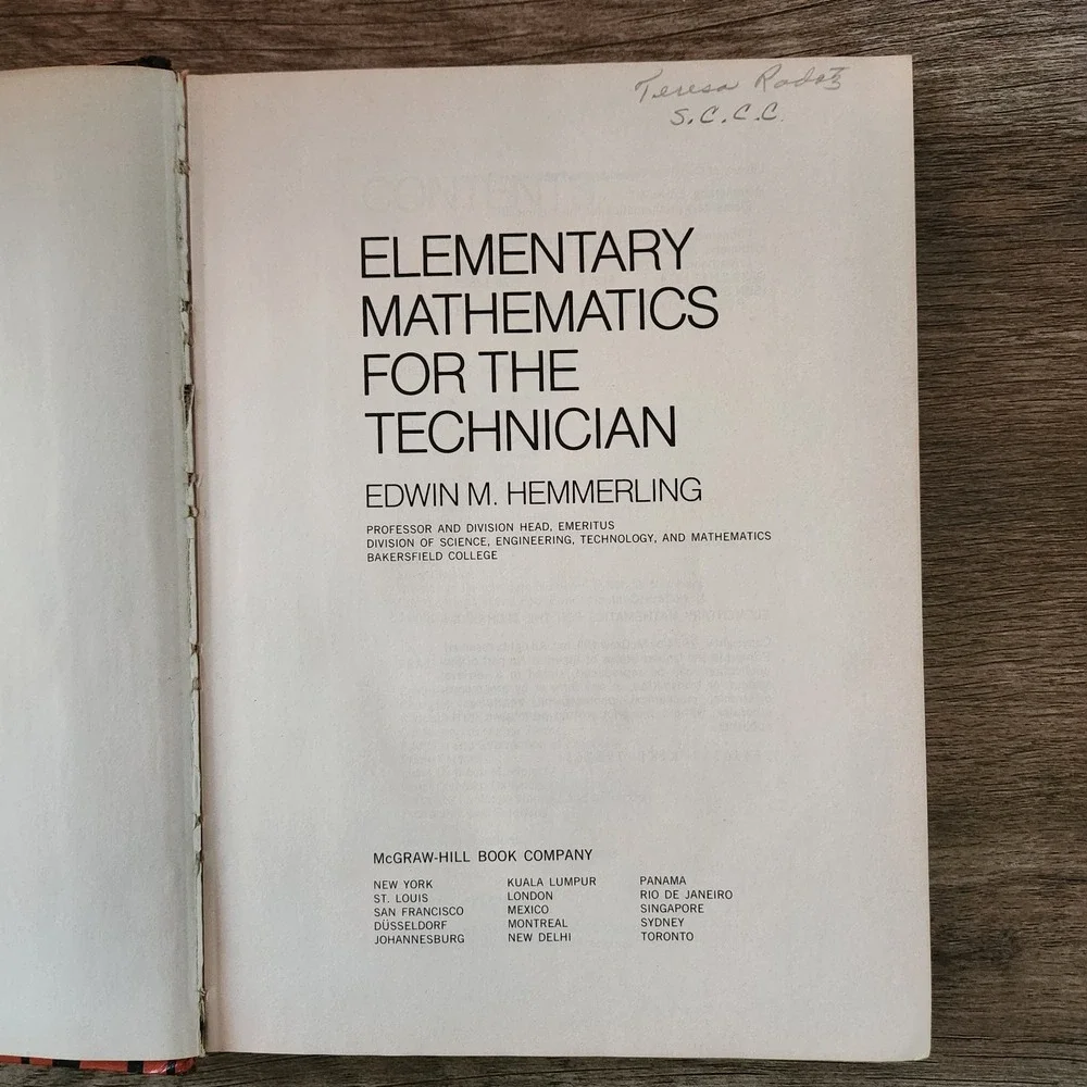 Elementary Mathematics for the Technician Edwin M Hemmerling McGraw-Hill Vintage